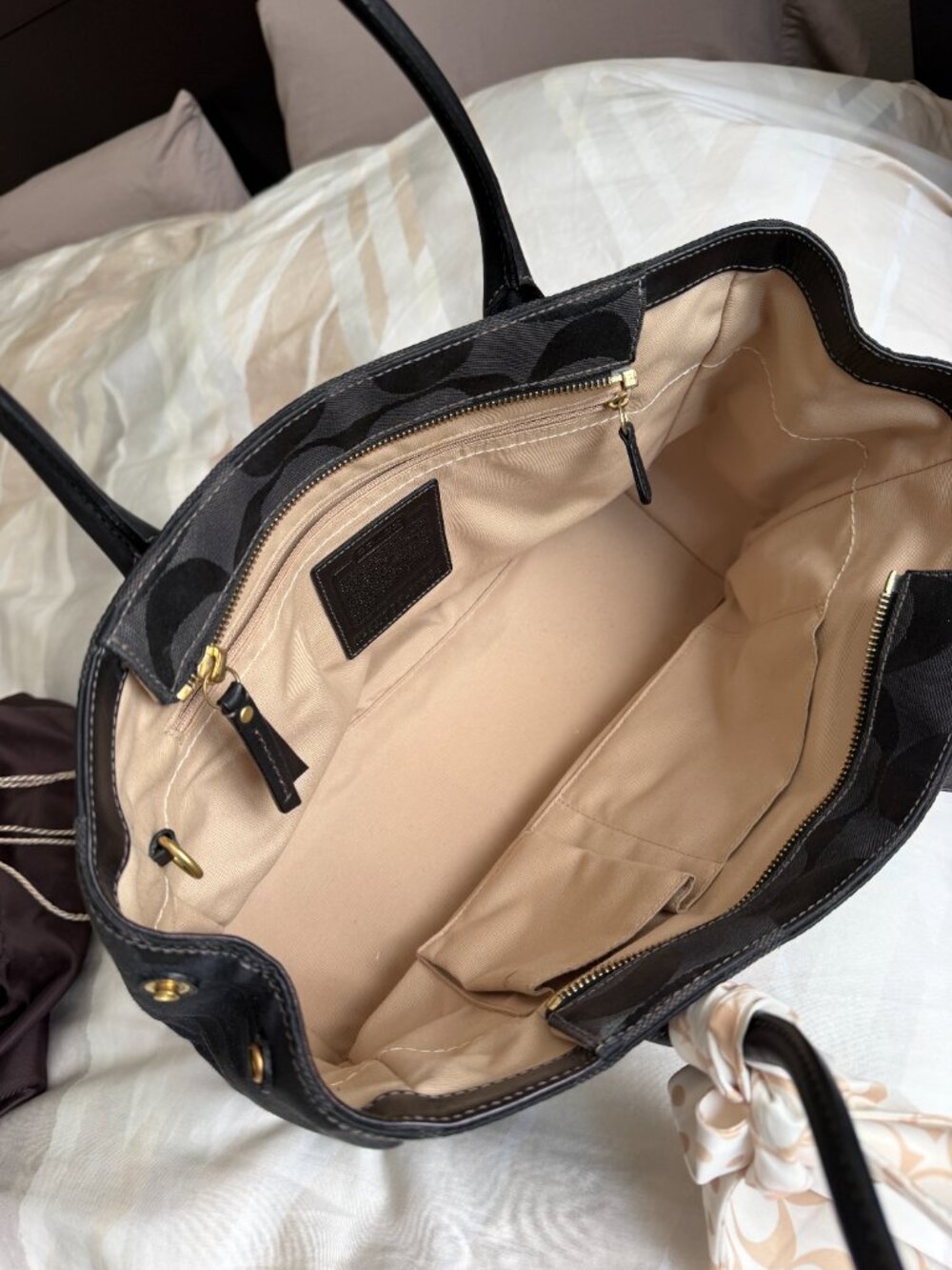 Coach Hamptons Legacy Madeleine Black Signature Canvas Tote Bag (Style: 11558) - Picture 9 of 12